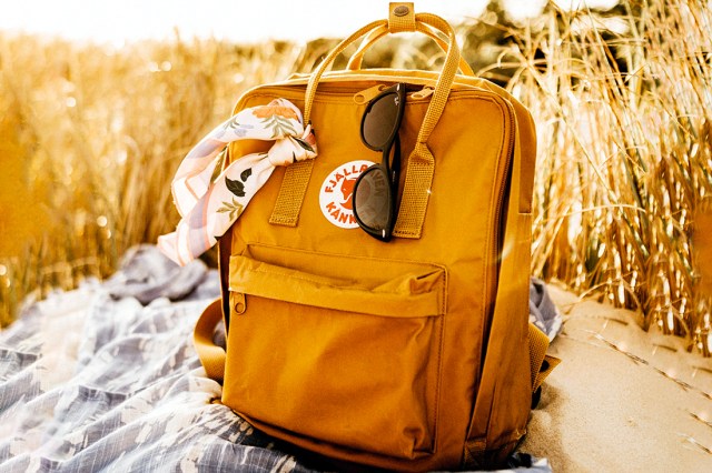 a yellow backpack