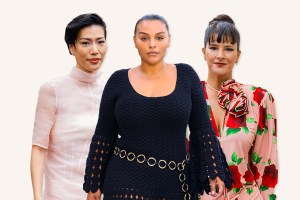 woman in pink, another woman in black dress and another one in floral