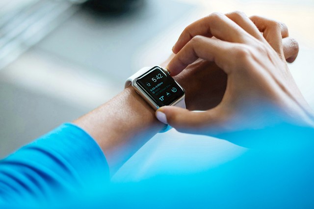 woman wearing a smartwatch