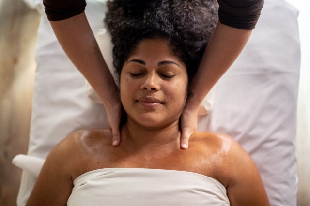 Woman receiving massage in a spa