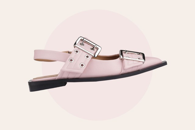 Ganni Light Pink Feminine Buckle Ballerinas 