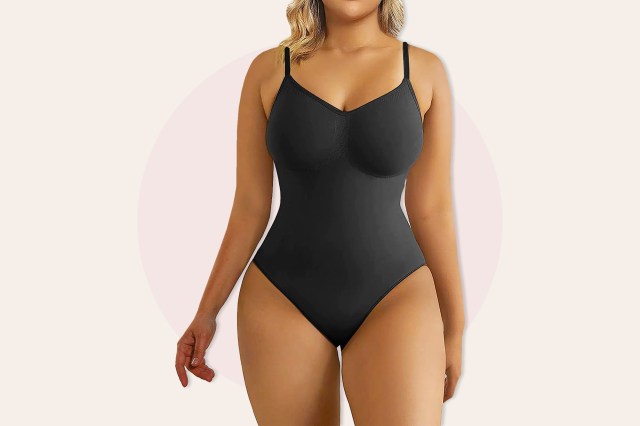 Black, one-piece shapewear suit