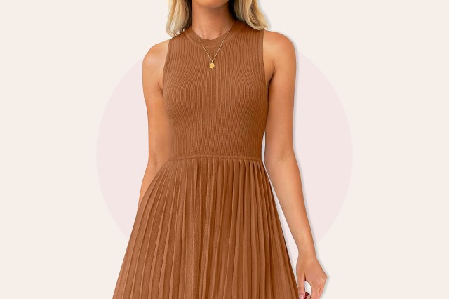 Brown pleated dress