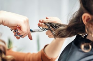 Cropped image of someone getting a haircut