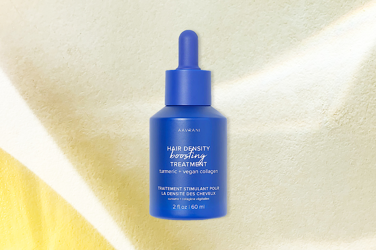 blue bottle of hair treatment