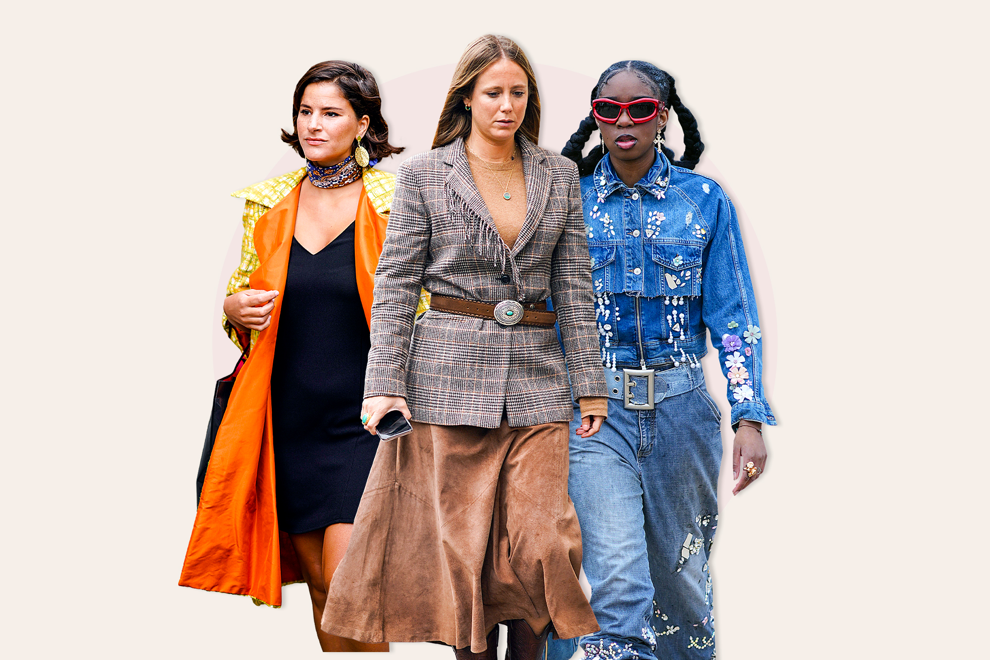 Collage of 3 women wearing "Cowboy Core" clothes