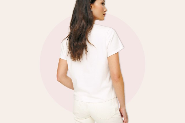 Woman wearing white t-shirt