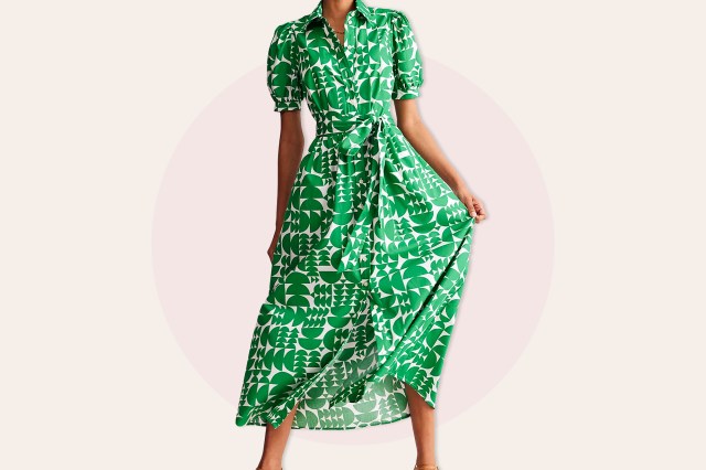 Green and white flowy dress