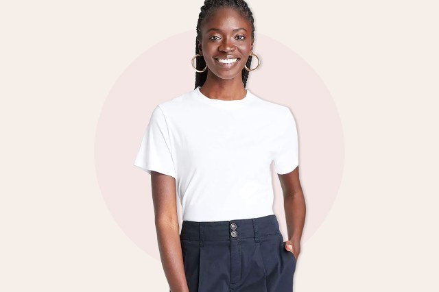 Woman wearing white t-shirt