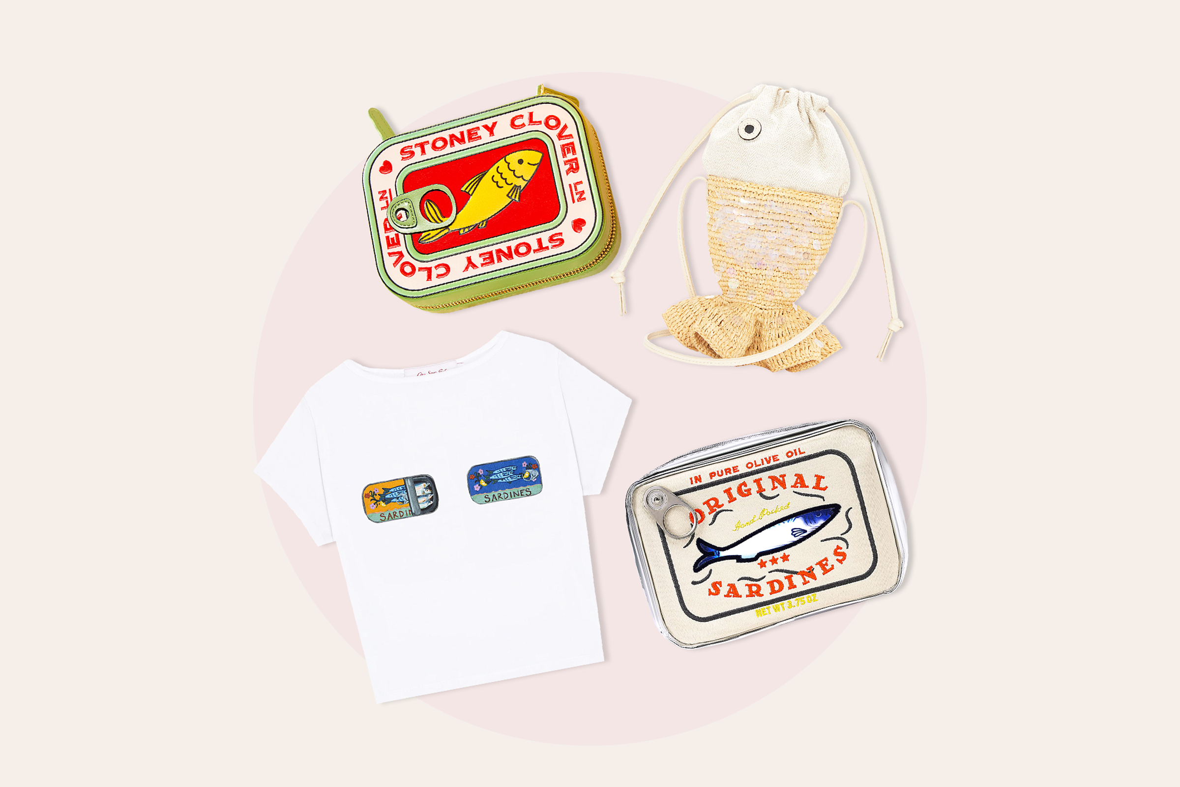 Collage of sardine inspired items