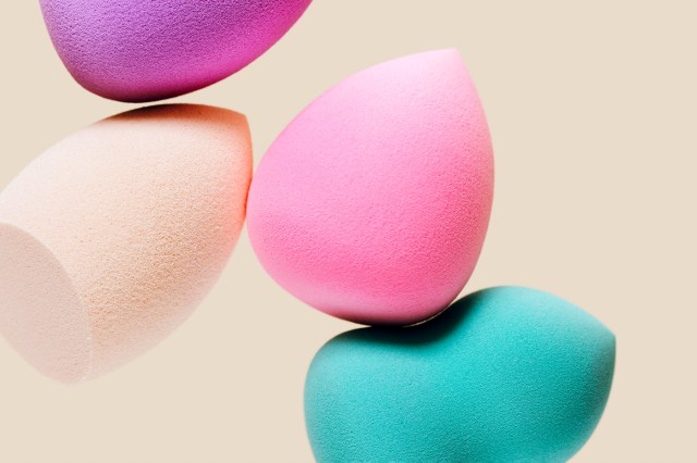 Still life of cosmetic beauty blender sponges