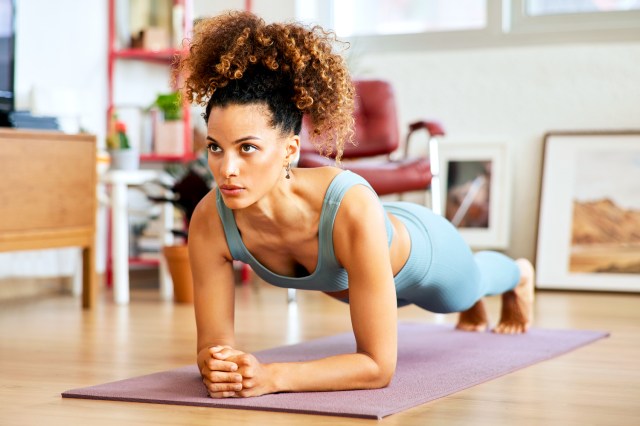 woman doing plank exercise