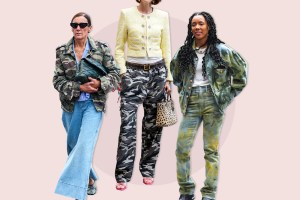 3 women wearing camo print pants and jackets