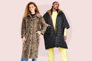 leopard jacket and black quilted jacket on models